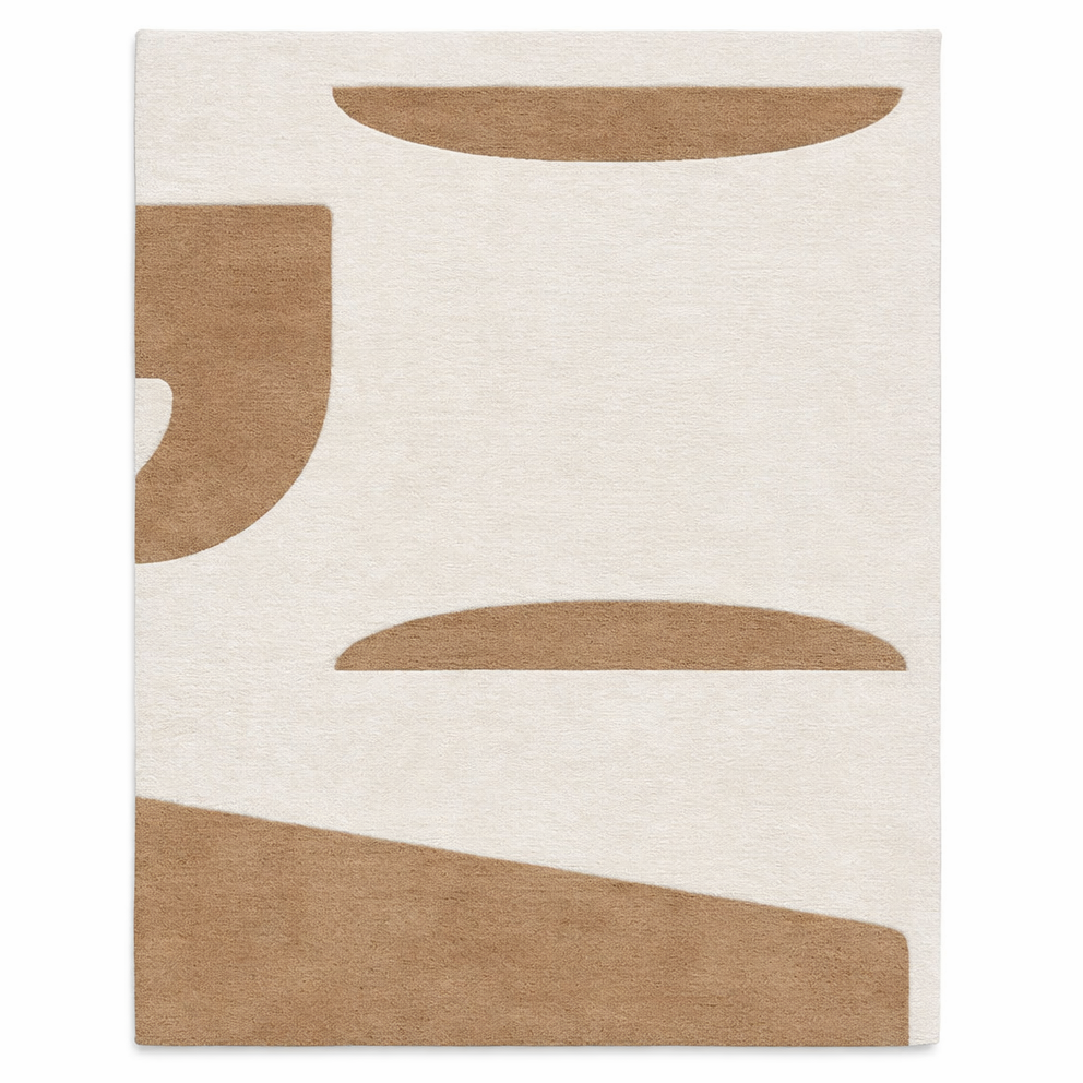 Geometrischer Teppich in Camel und Ecru – Cameva