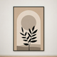 Tableau Feuillage Noir et Arche Beige – Harmonie Naturelle et Minimaliste