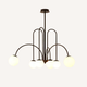 Suspension 6 opal glass and black metal globes – Arclora