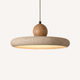 Circular Stone and Wood Pendant Lamp - Travédis