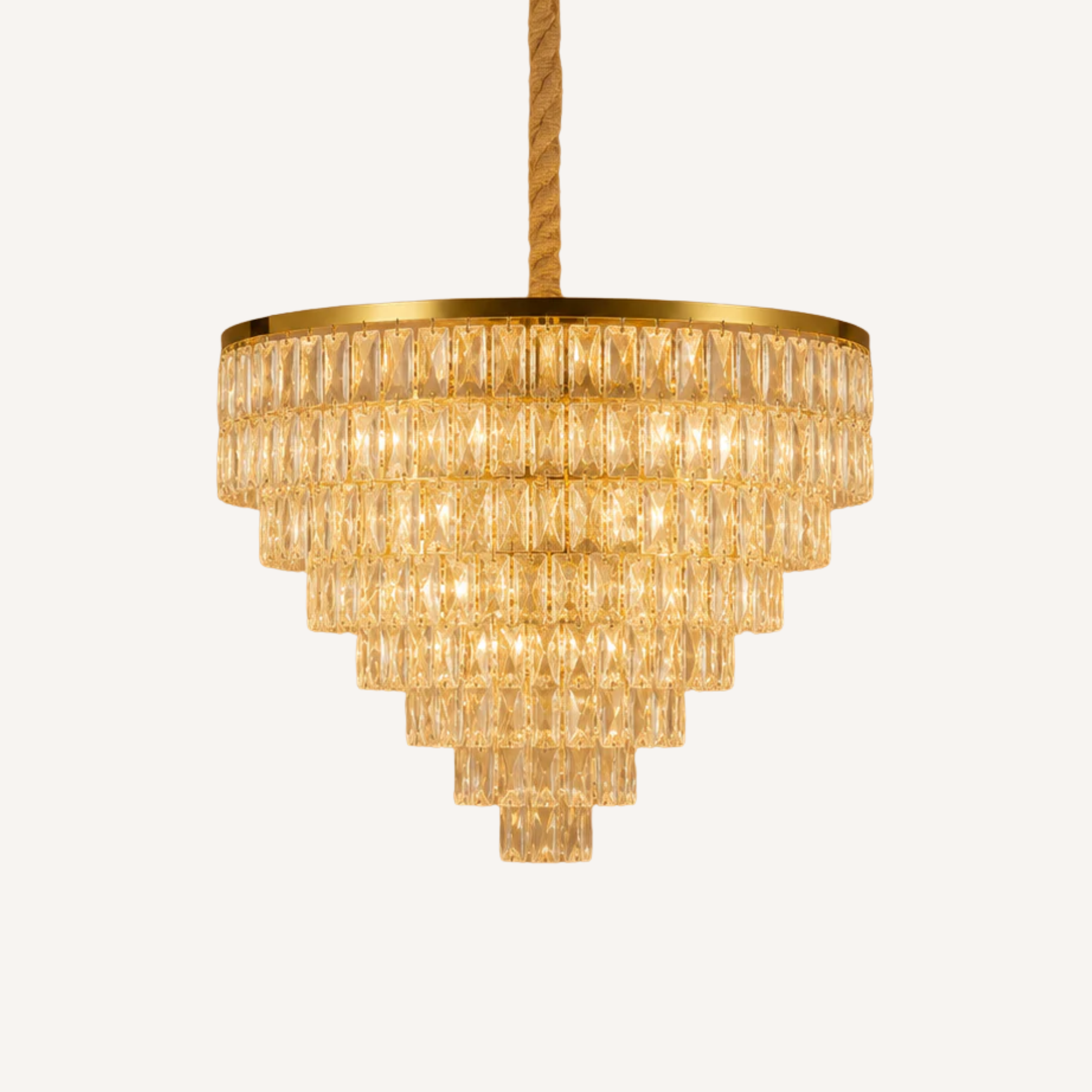 Lustre Cascadéa, cascade de pampilles en cristal doré