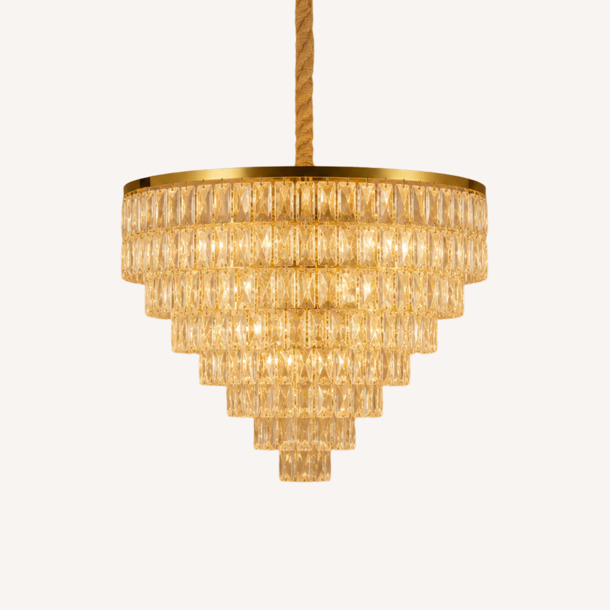 Lustre Cascadéa, cascade de pampilles en cristal doré