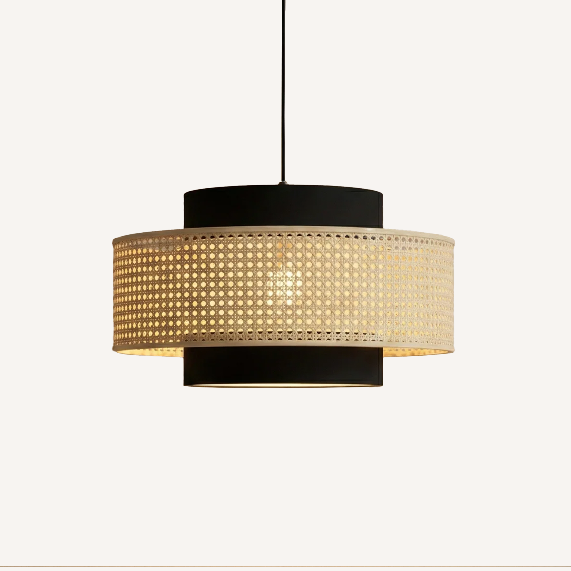 Circular Iron and Fabric Pendant Light - Velora