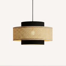 Circular Iron and Fabric Pendant Light - Velora