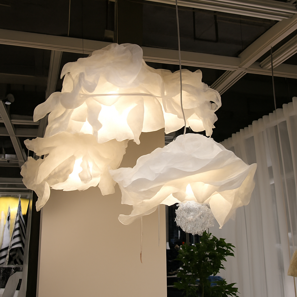 Pétales de papier du lustre vus de dessous