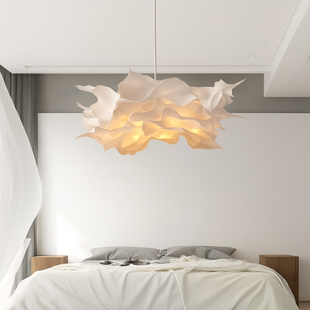 Lustre fleur allumé, lumière diffusée par le papier
