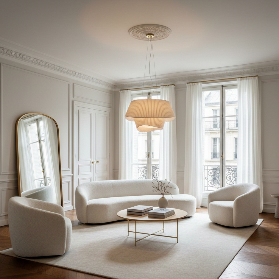 Suspension Ondulée en Tissu Plissé - Nuvora