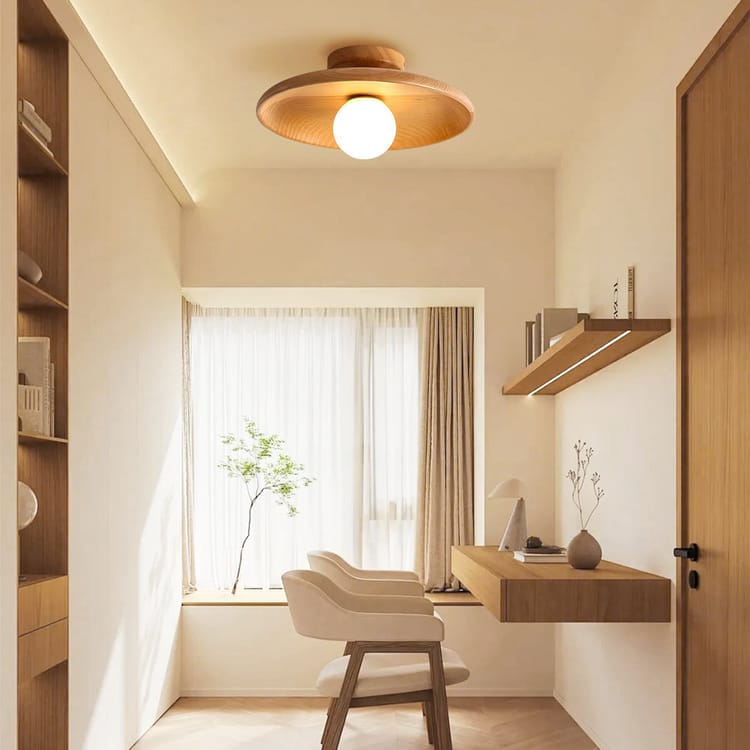 Wooden Disc Ceiling Light – Natural and Soothing Ambiance