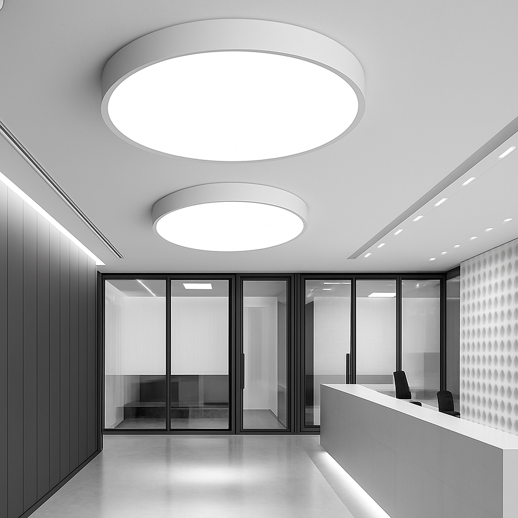 Plafonnier LED rond ultra-plat Orbélis en blanc, profil fin de 5 cm