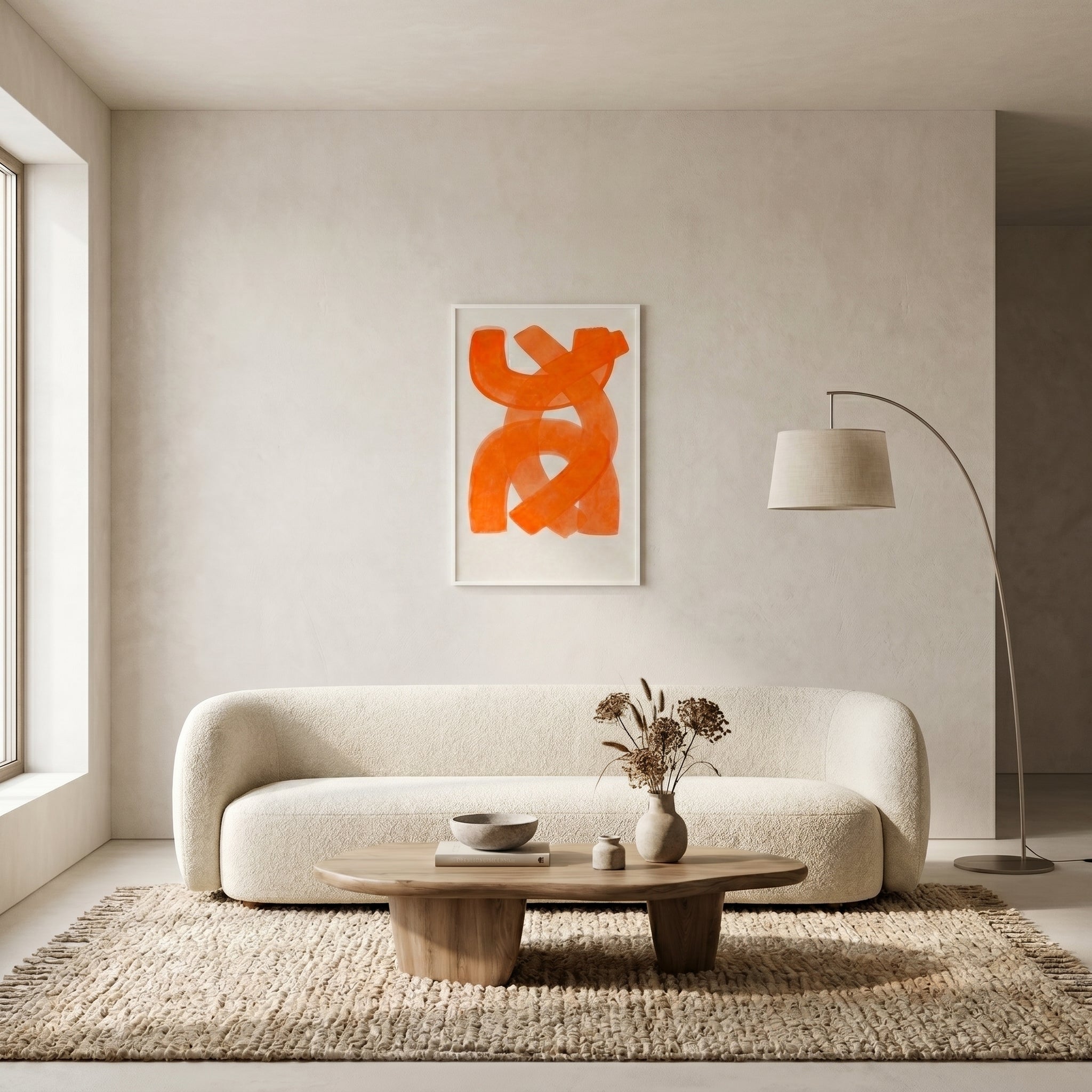 Tableau Abstrait Orange Vif – Énergie Graphique et Contemporaine