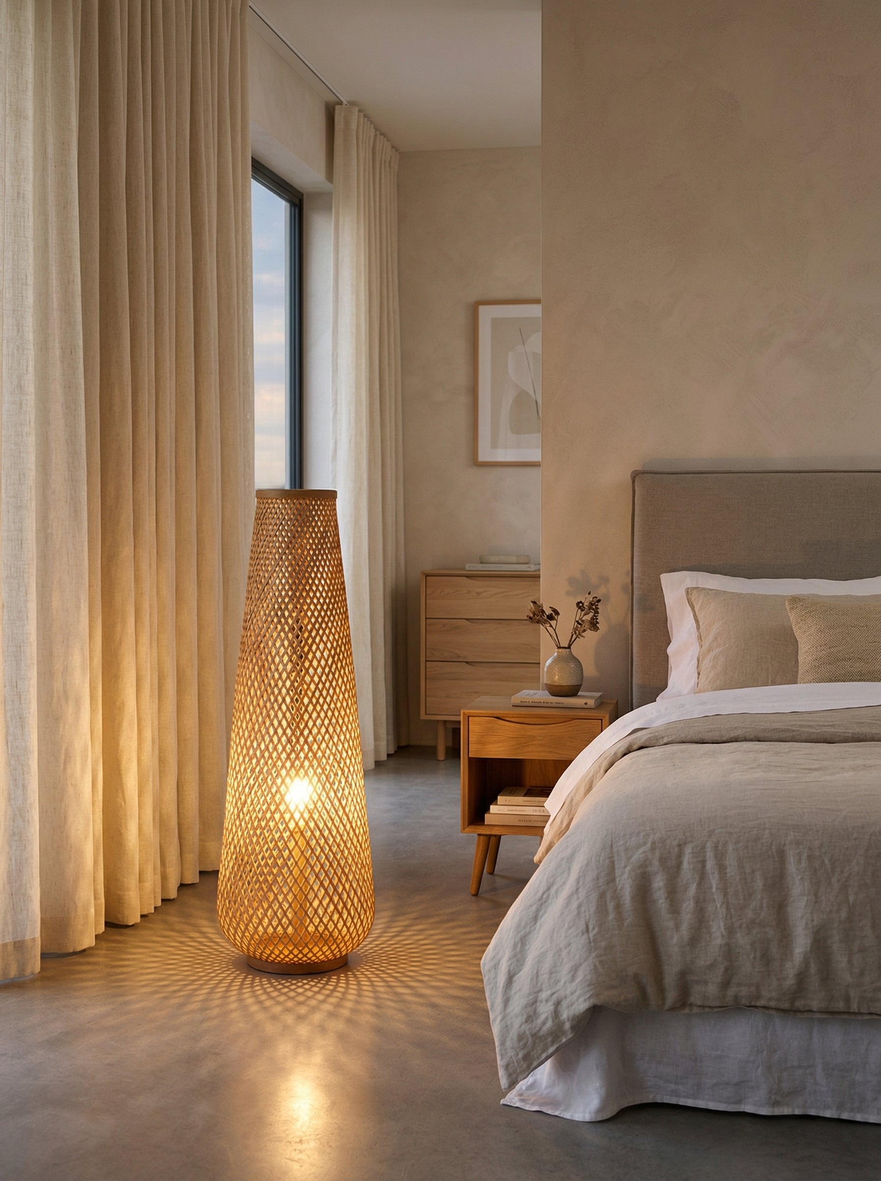 NATURA - Woven Rattan Floor Lamp