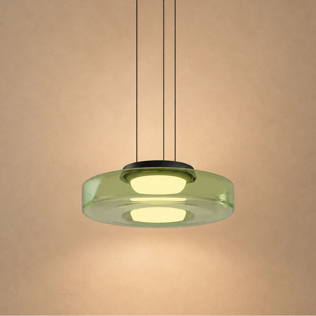 Suspension LED en verre fumé et métal noir – Verdora