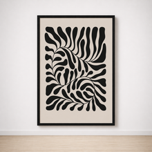 Tableau Abstrait Noir et Beige – Motifs Organiques Contemporains