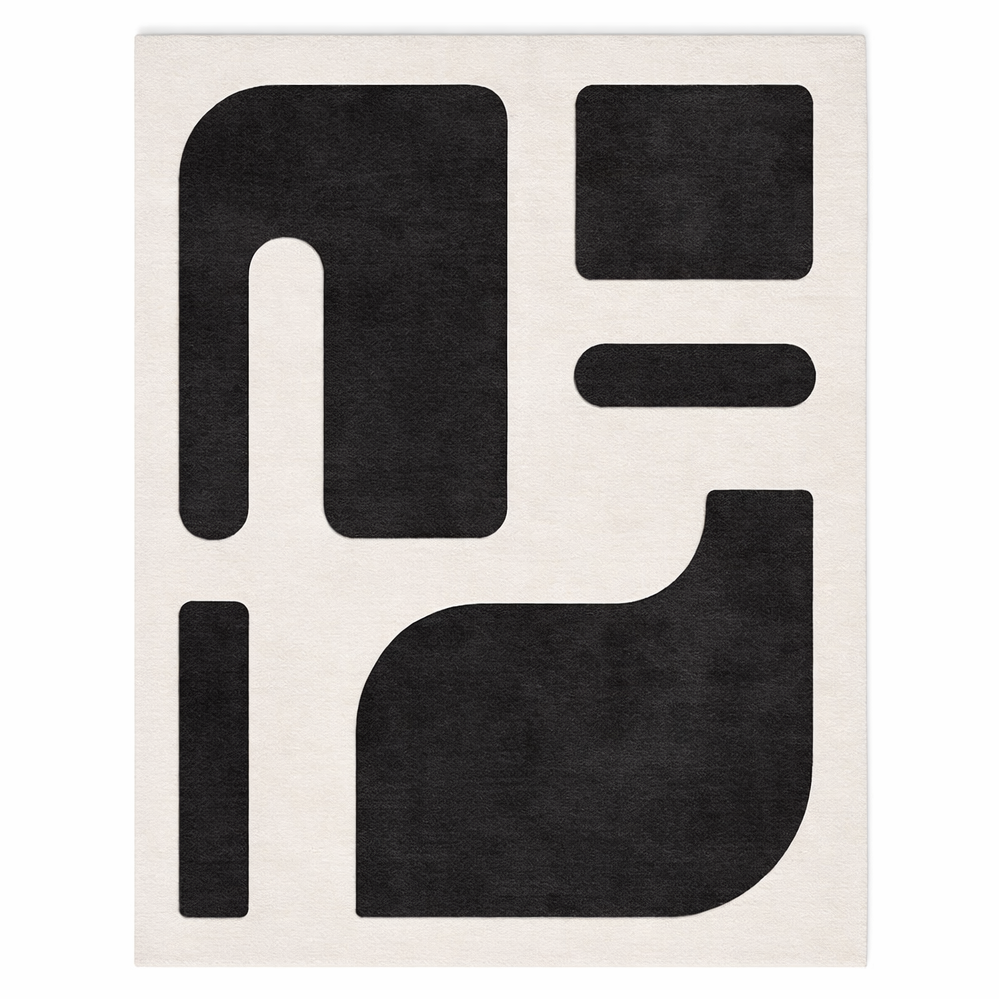 Tapis géométrique noir et beige – Nerio