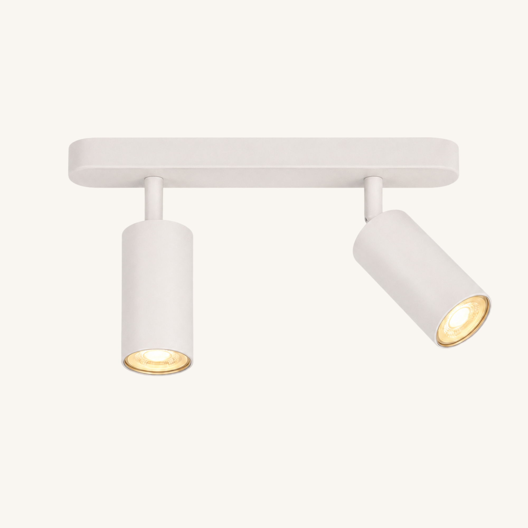 Spot LED Trioélis, barre blanche à deux cylindres orientables