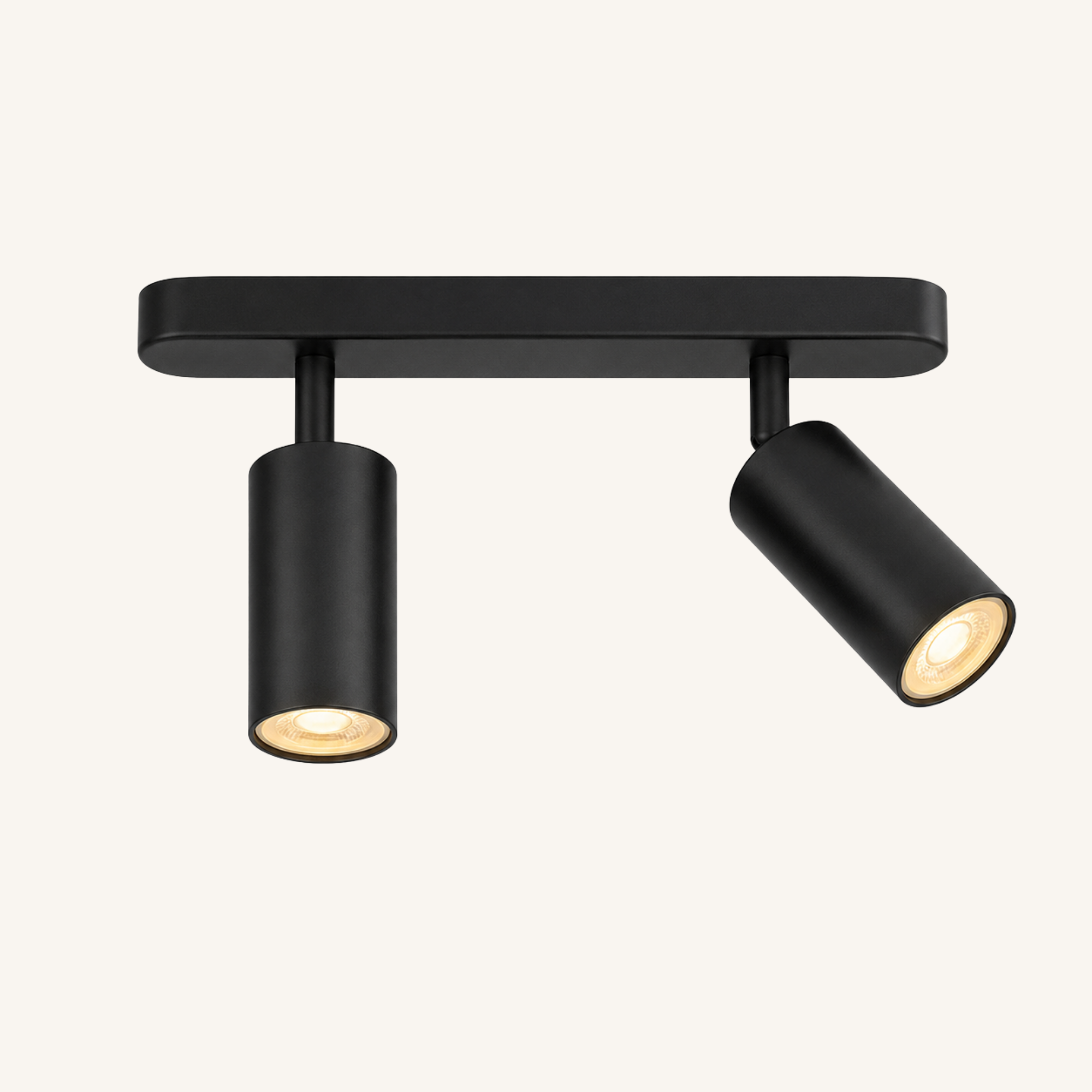 Spot LED Trioélis, barre noire à deux cylindres orientables