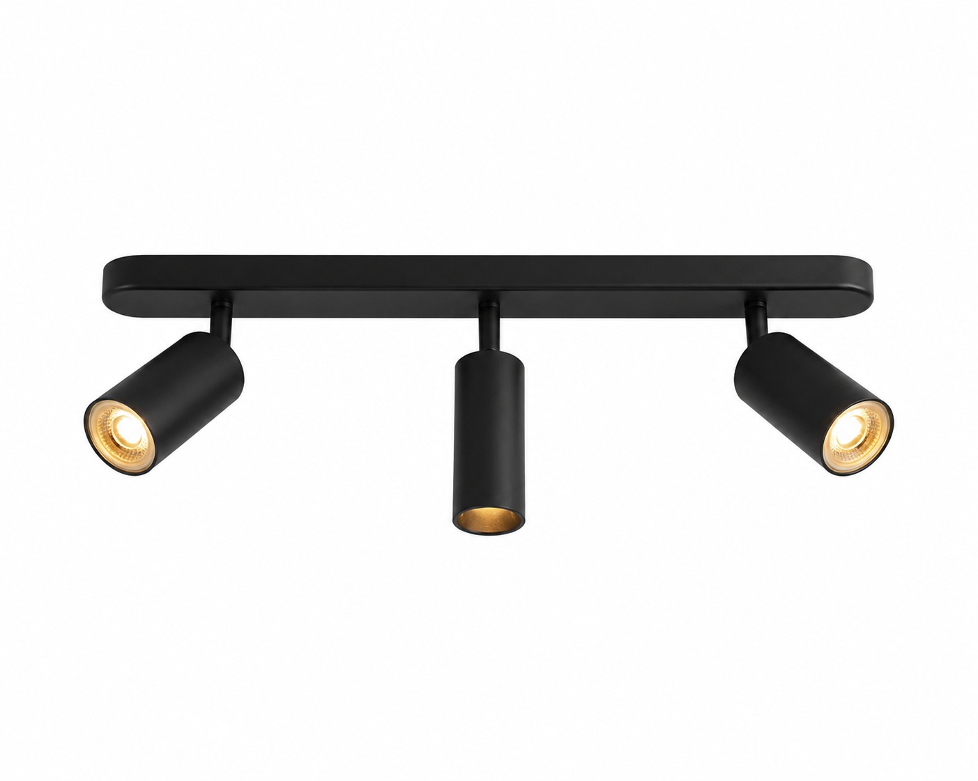 Spot LED Trioélis, barre noire à trois cylindres orientables
