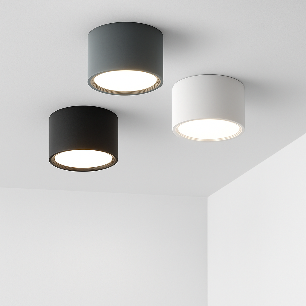 Spot LED rond en saillie blanc monté au plafond