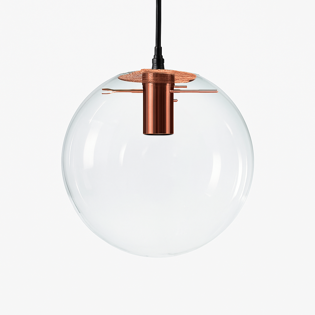 Ampoule visible à travers le verre de la suspension Sphéra