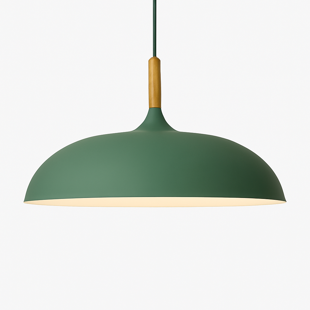 Suspension dome en aluminium coloré et bois Kaléa