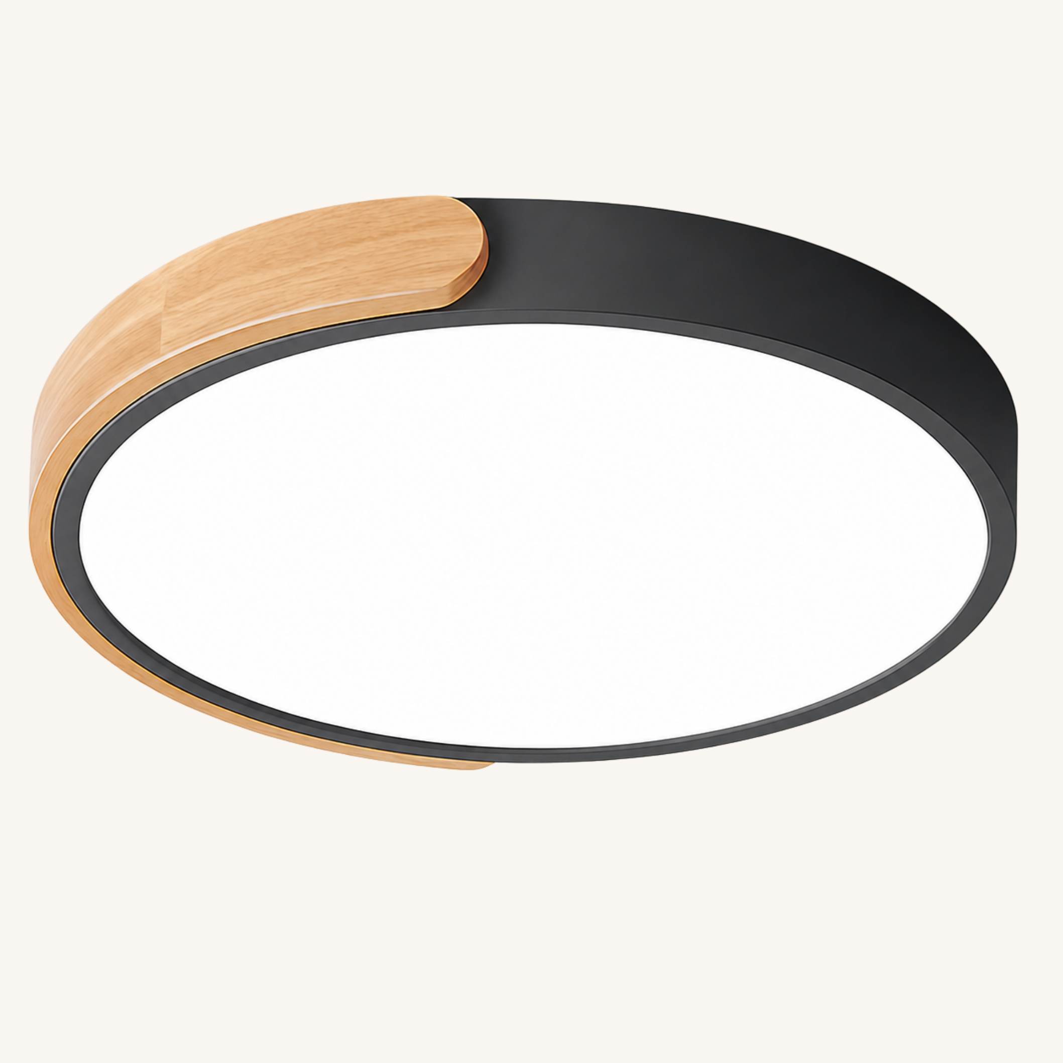 Plafonnier LED Rond en Métal Coloré et Bois Dimmable - Macarélis