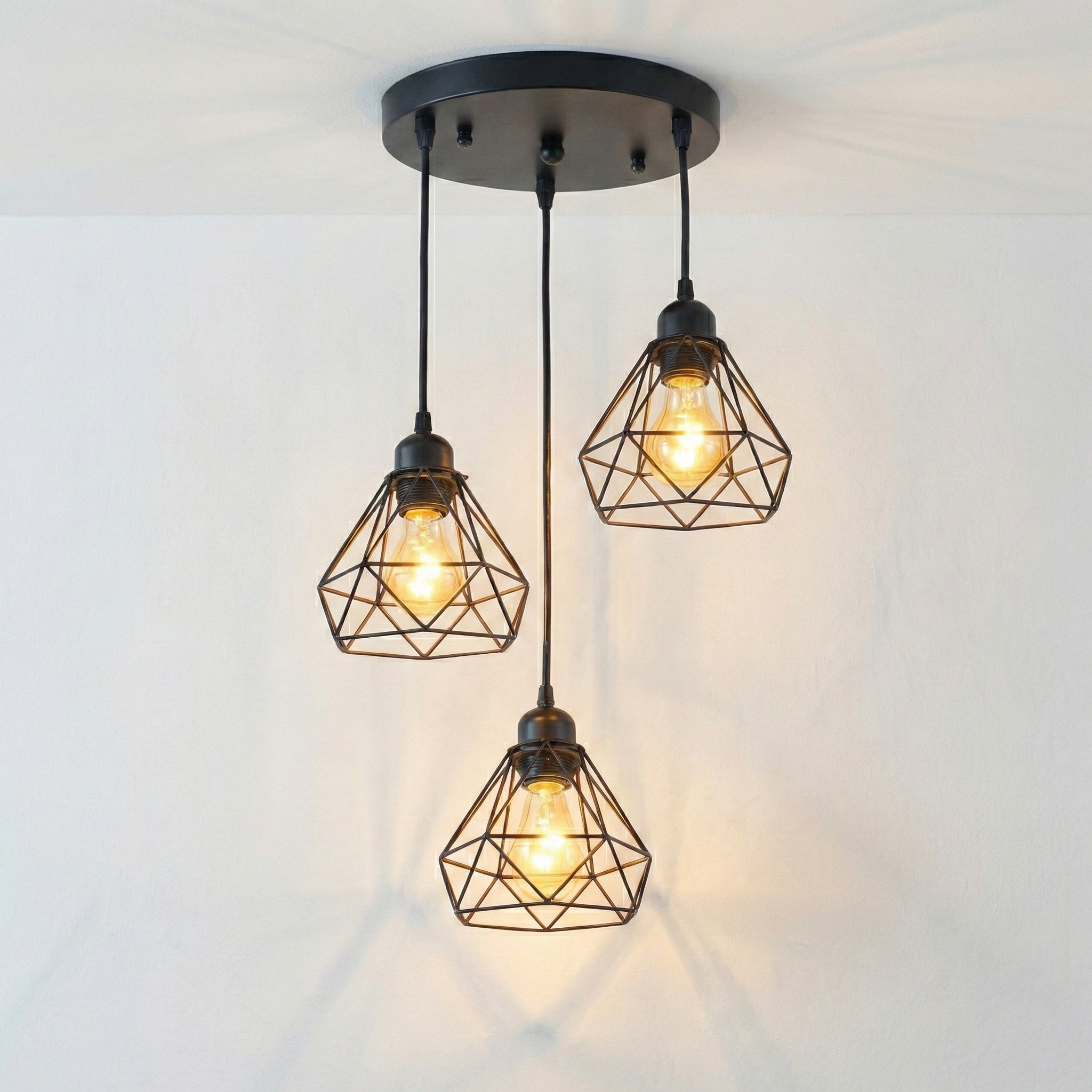 Suspension 1 à 3 Suspensions Industrielles Cage Métal Noir - Ombora